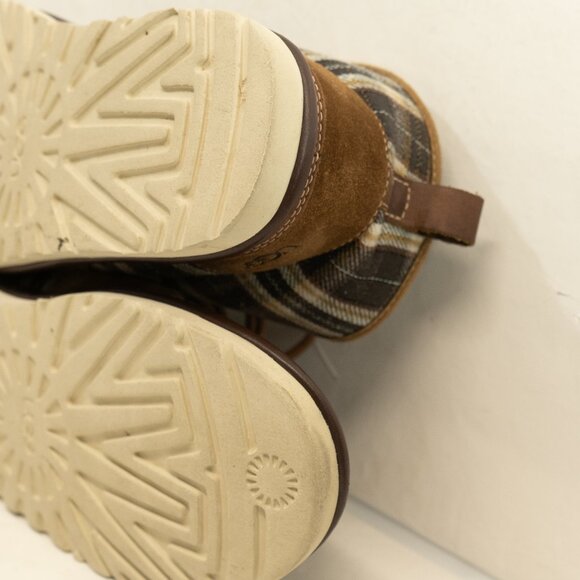 Ugg Pendleton Boot Neumel Brown Leather Plaid Sherpa Hard Sole Chukka Pull On - Picture 10 of 16